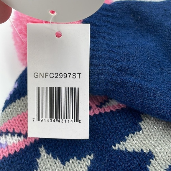 NWT Addie & Tate Hat Mitten Set Toddler Girl Blue Pink Stars Faux Fur Lining - Picture 6 of 7